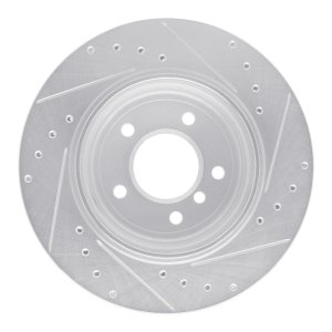 BMW 330CI Brake Rotor (1) - Rear Left - R1 Concepts - Drilled & Slotted - Silver - `01-`06